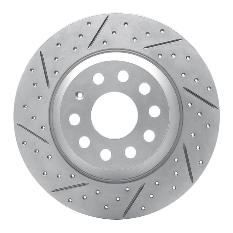 Dynamic Friction 830-73082L - Geoperformance Coated Drilled and Slotted Brake Rotor