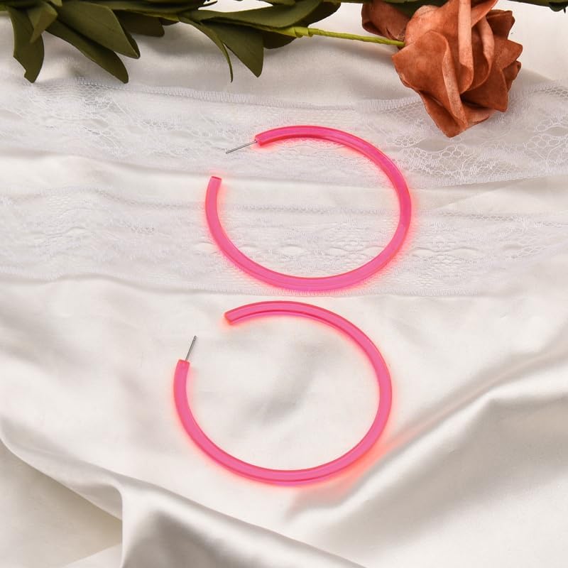 Halloween Hoop Earrings for Women Retro Neon Earrings Acrylic Resin Earring