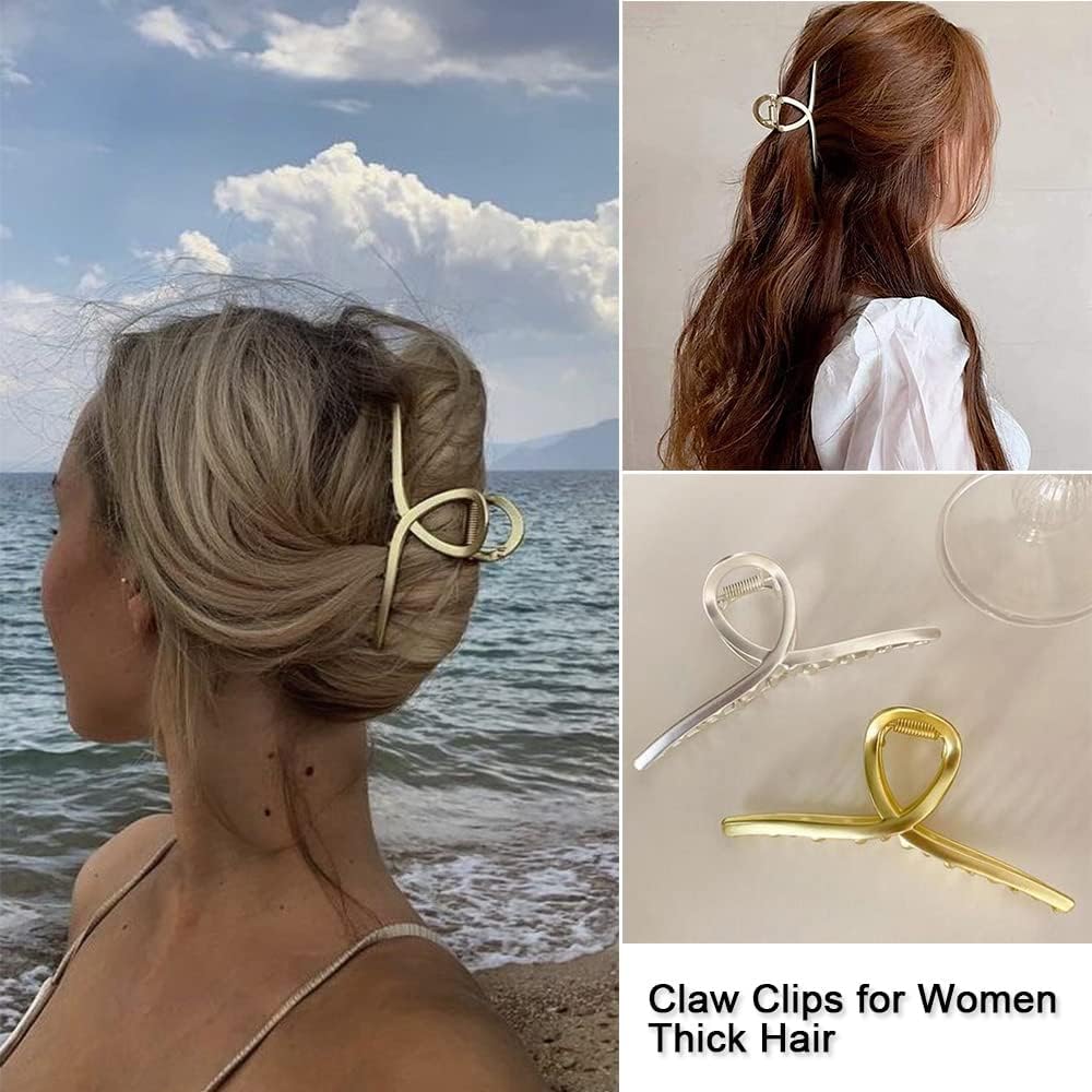 Long Claw Clips for Women Thick Hair 5.1" Big Metal Gold Hair Cli