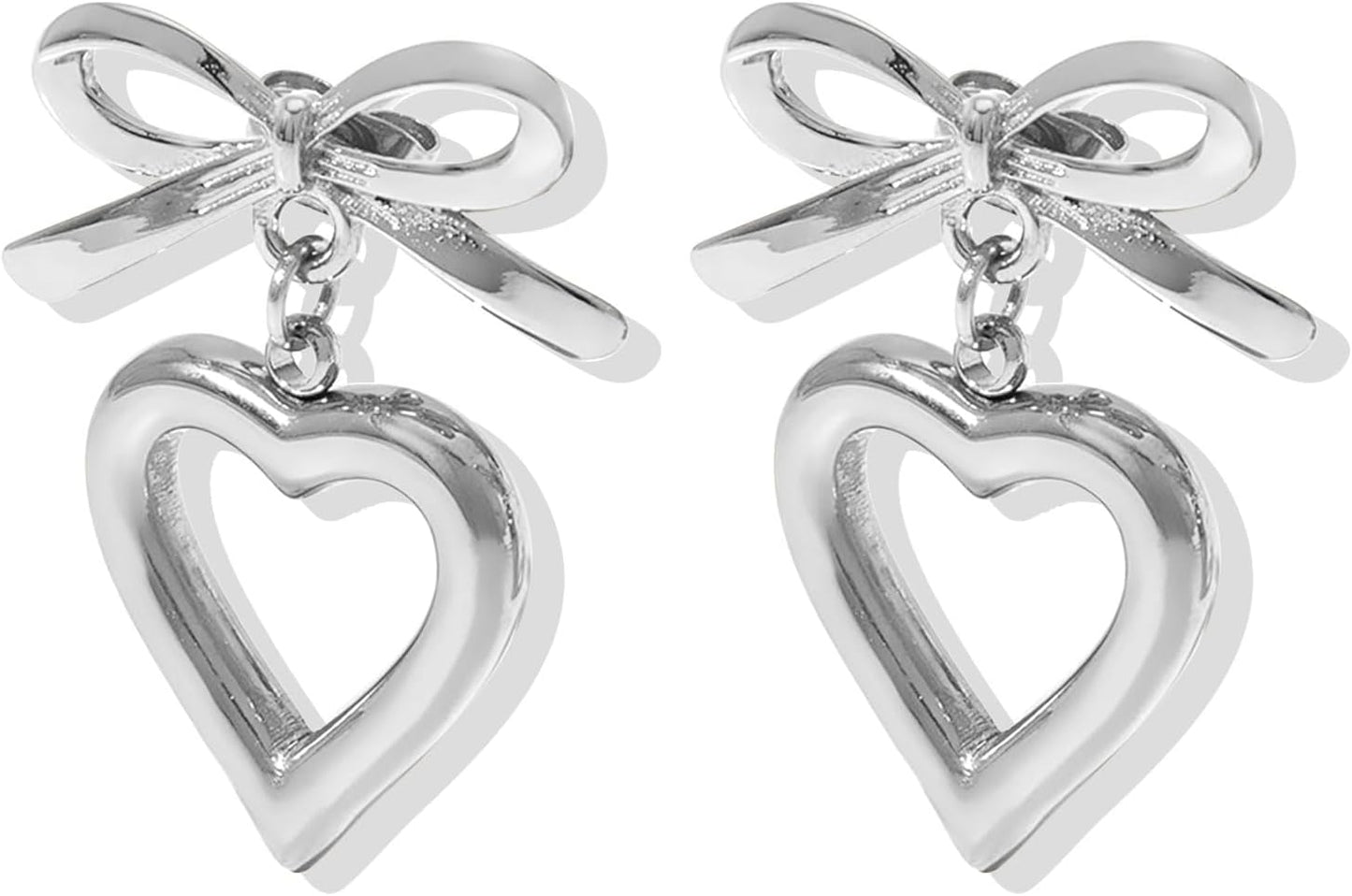 Heart Earrings for Women Gold Heart Earrings Ribbon Bow Earrings Chunky Hea