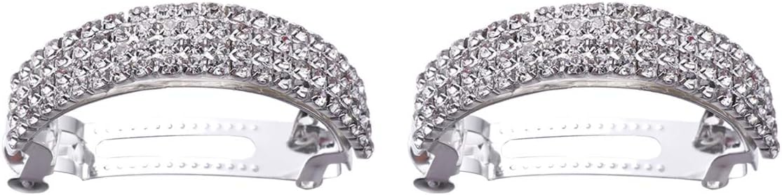 Frcolor 2pcs Crystal Bridal Hair Clip Retro Spring Hairpin Rhinestone Hair