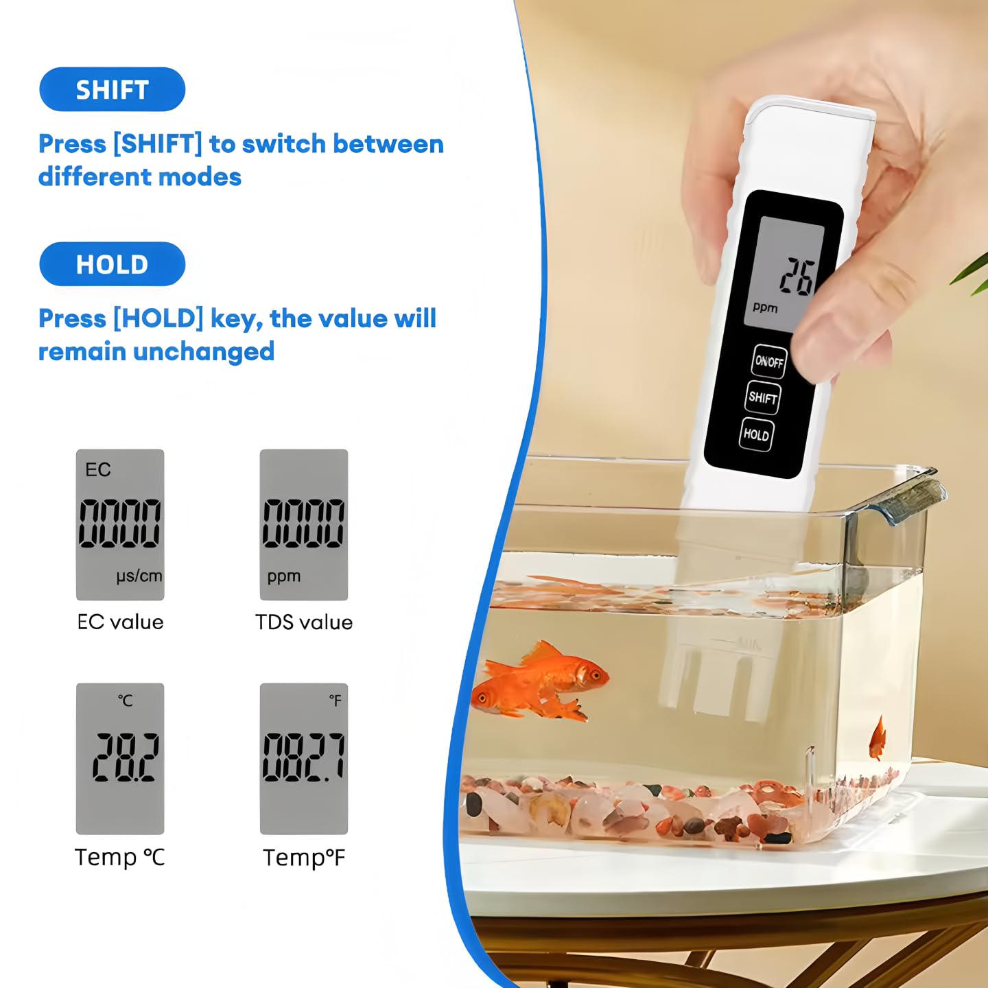 2025 New 4 in 1 TDS Meter Digital Water Tester- TDS EC & Temperature(°C,°F)