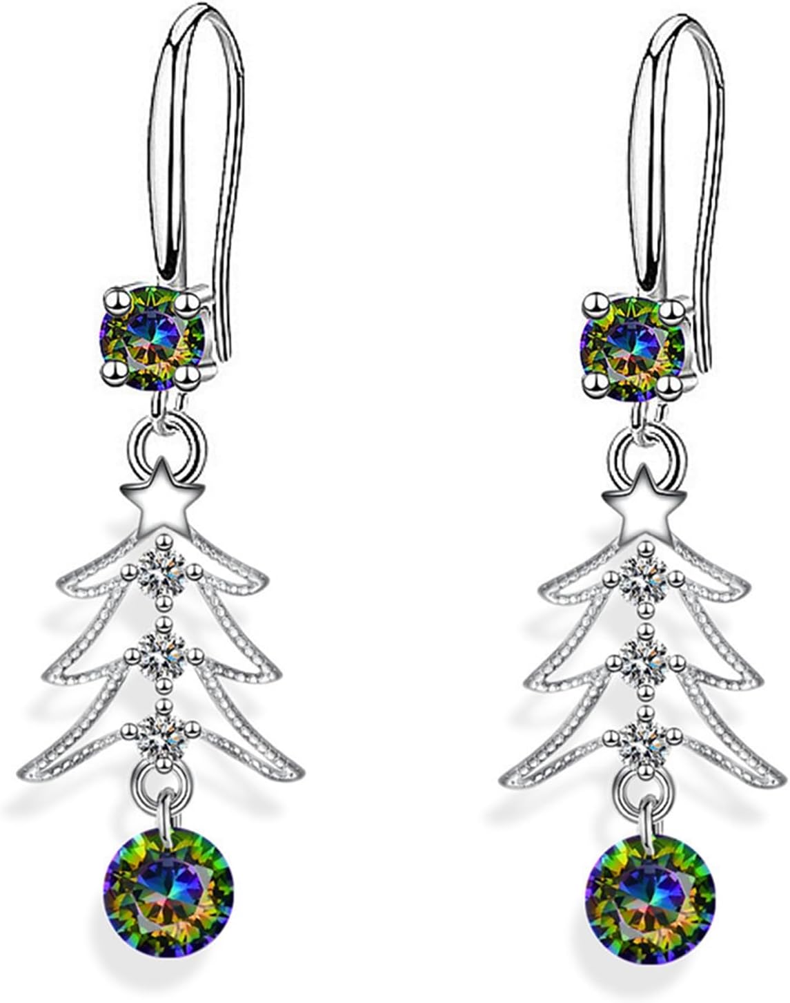 CVAYU Christmas Tree Dangle Drop Earrings for Girls Women Cute Colorful Cub