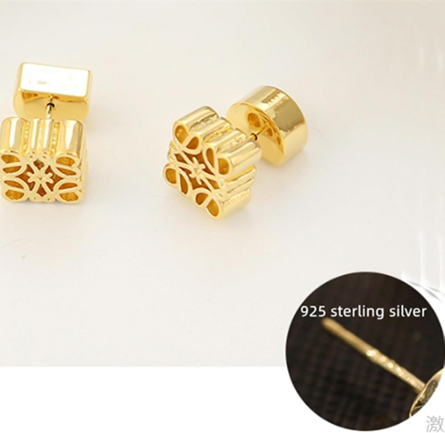 18KGold Retro French Earrings For Women'S High-End Light Luxury N