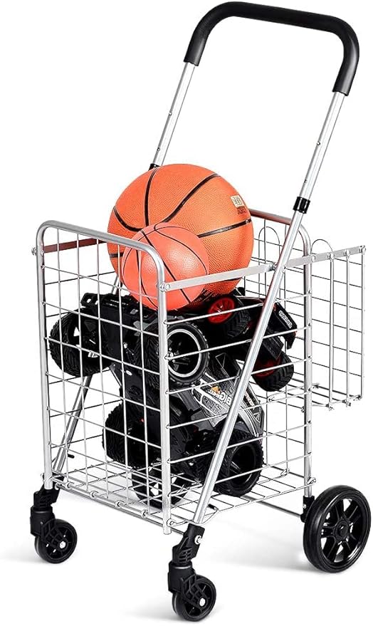 Costway TL34988BK Jumbo Basket Rolling Utility Folding Shopping Cart with Adjustable Handle