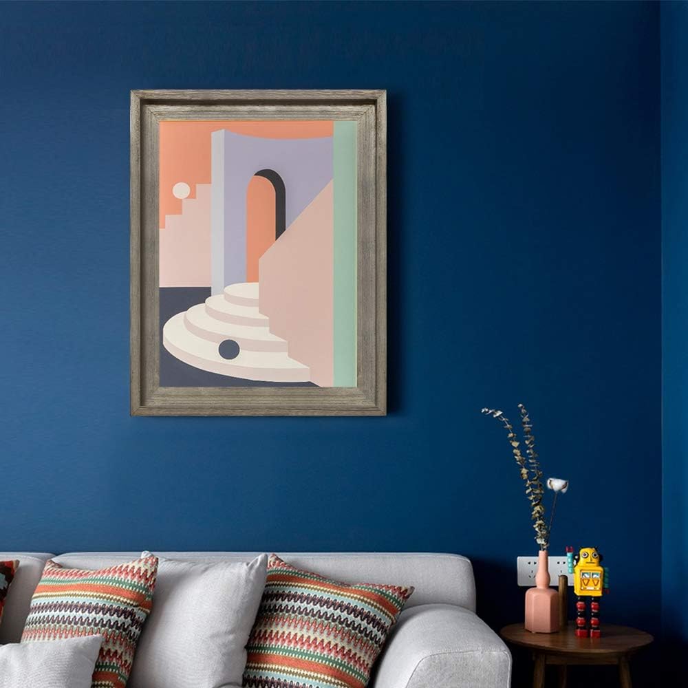 EosGlac Rustic 11x14 Picture Frame Matted to 8x10, Wooden Frames Weathered Gray