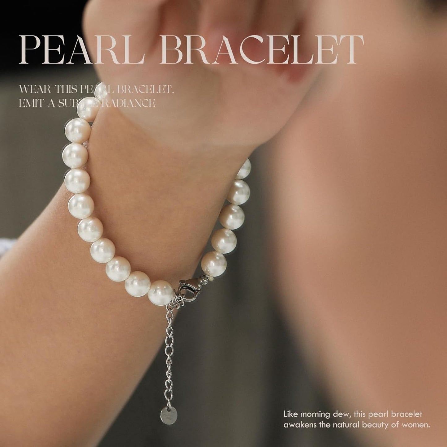 AOOVOO Pearl Necklace Set for Women Girls, 8mm Round Shell Pearl Includes S