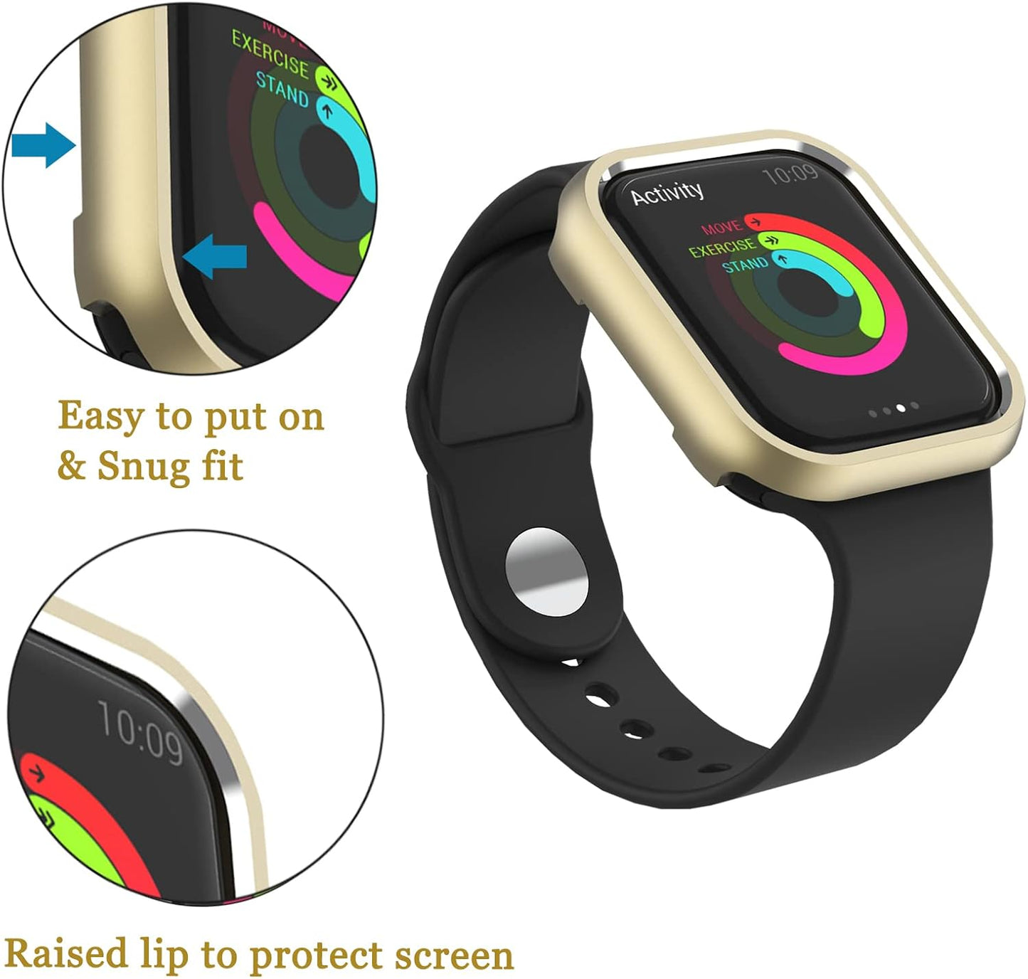 Compatible with Gold Apple Watch Series 8 7 Case 41mm,NINKI Drop
