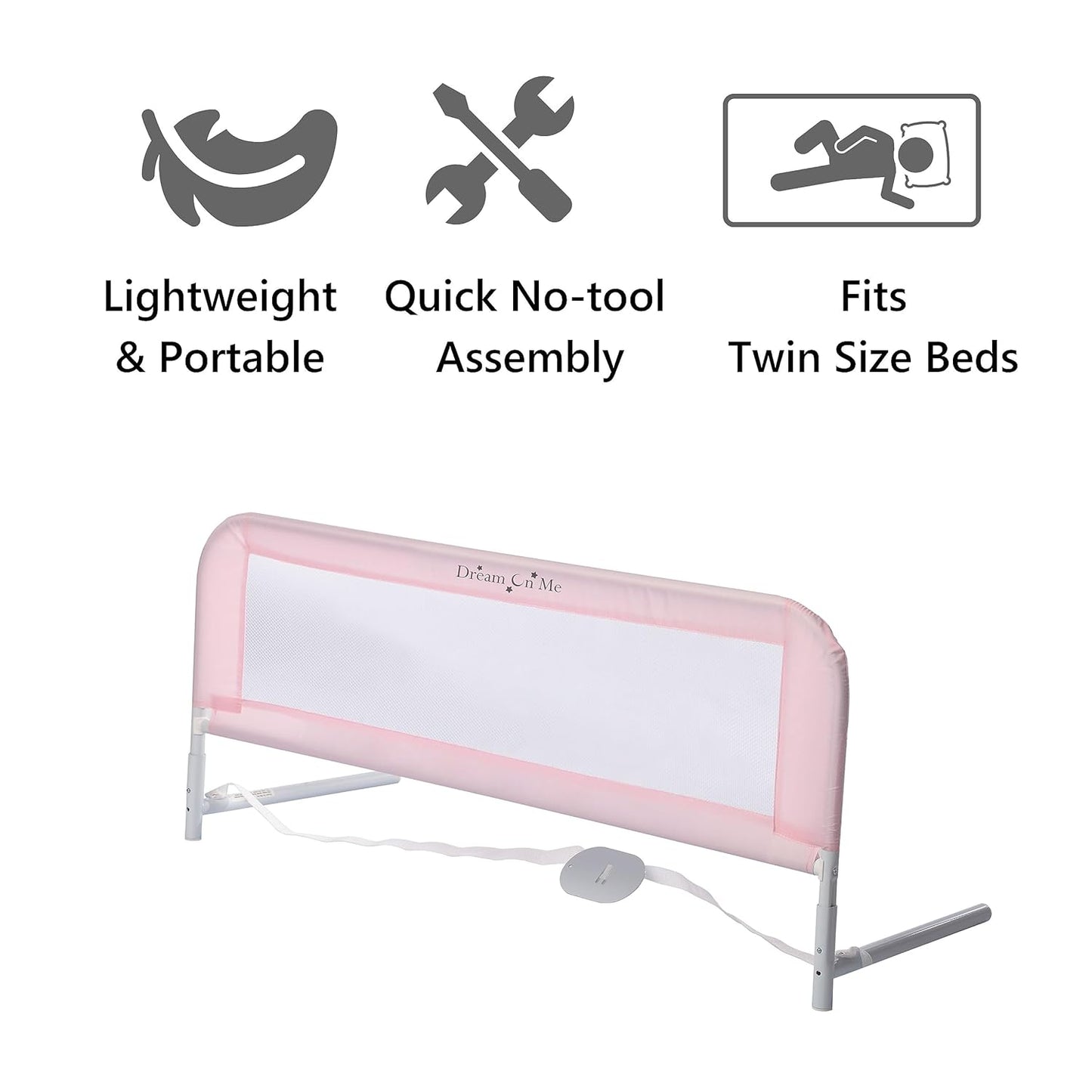 Dream On Me 444-P Adjustable Mesh Bed Rail, Pink