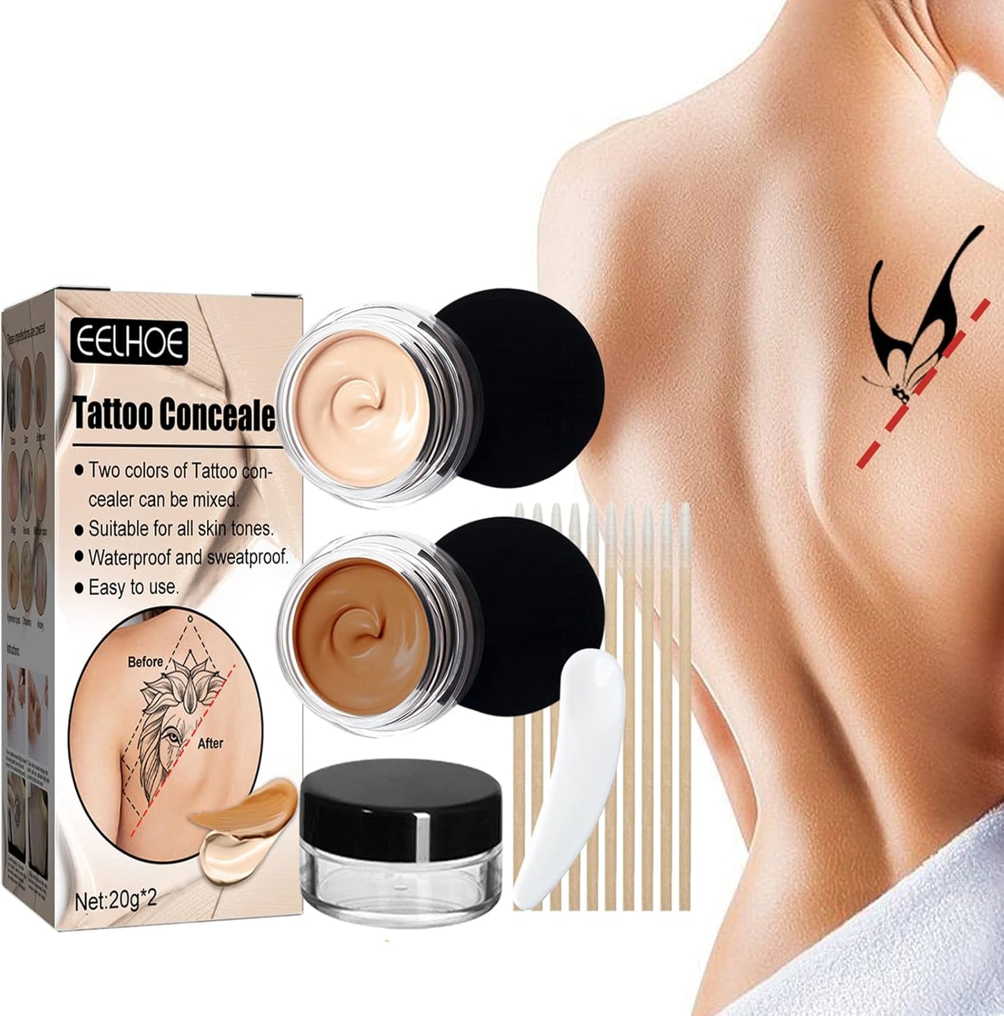 Tattoo Concealer Tattoo Cover Up Makeup Waterproof Two Color Skin