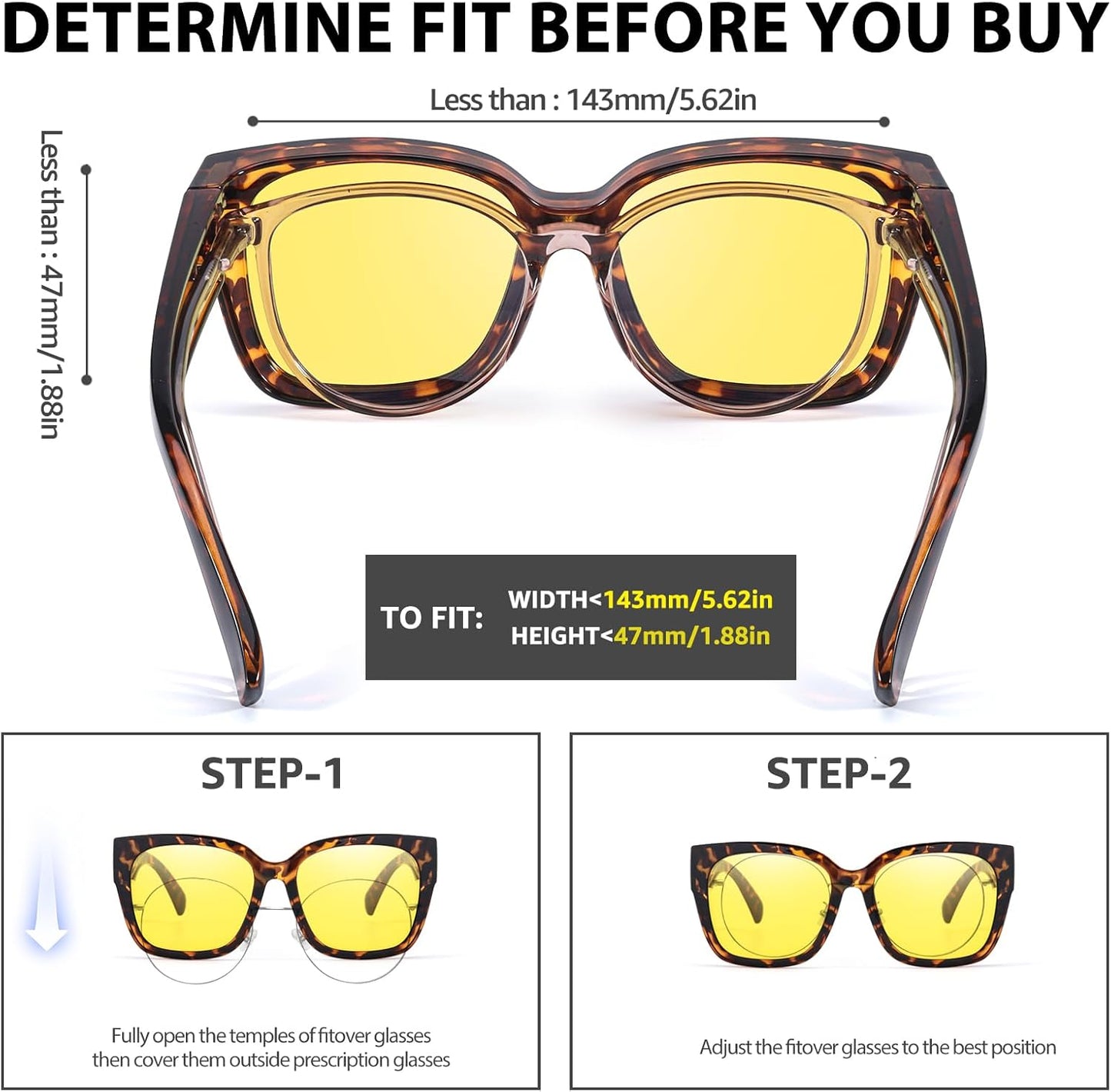 FIMILU Night Vision Fit Over Glasses for Women Men, Polarized Nig