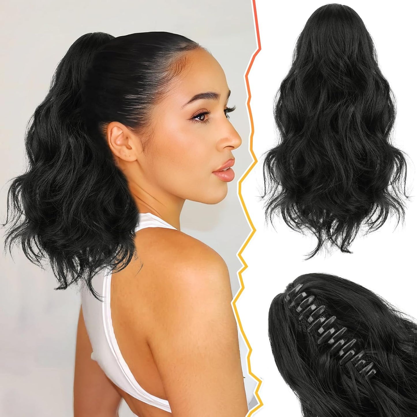 BARSDAR Black Ponytail Extension - Claw Clip Ponytail Hair Extens