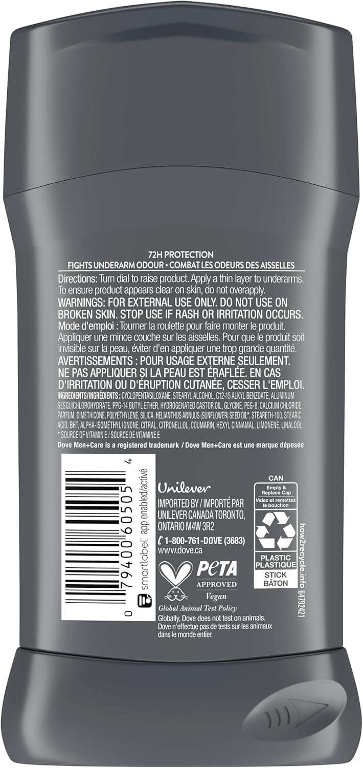 Dove Men+Care Antiperspirant Stick, Stain Defense Clean, Anti-Whi