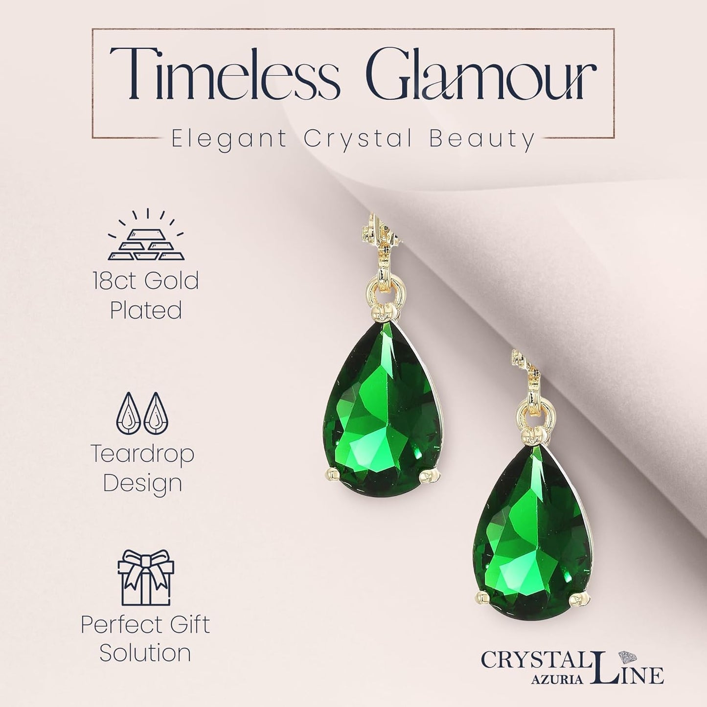 Crystalline Azuria Dange Women Teardrop Earrings with Box 18K Gol