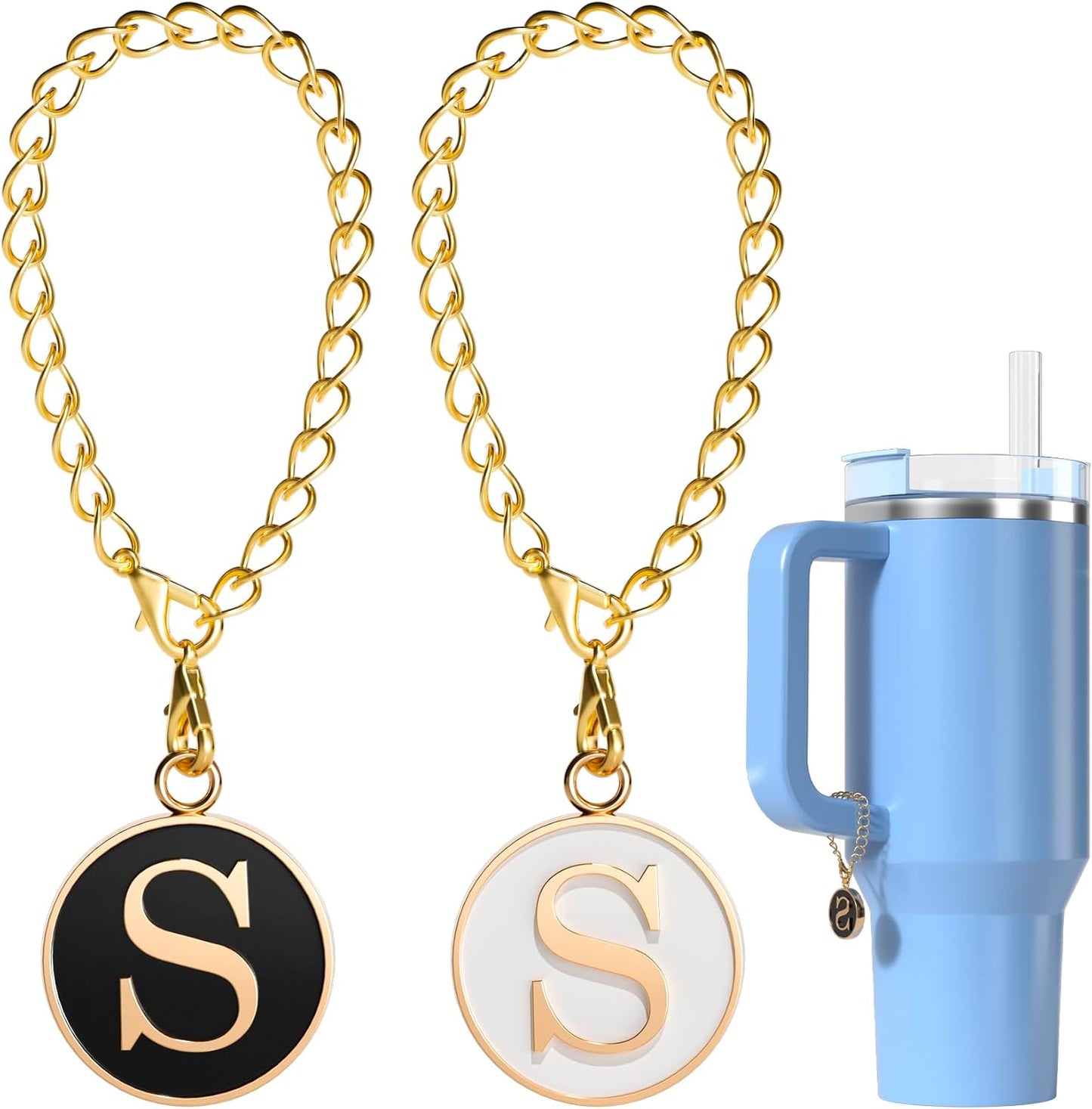 Stanley Cup 2PCS Initial Letter Handle Charm, Personalized Name ID Charm