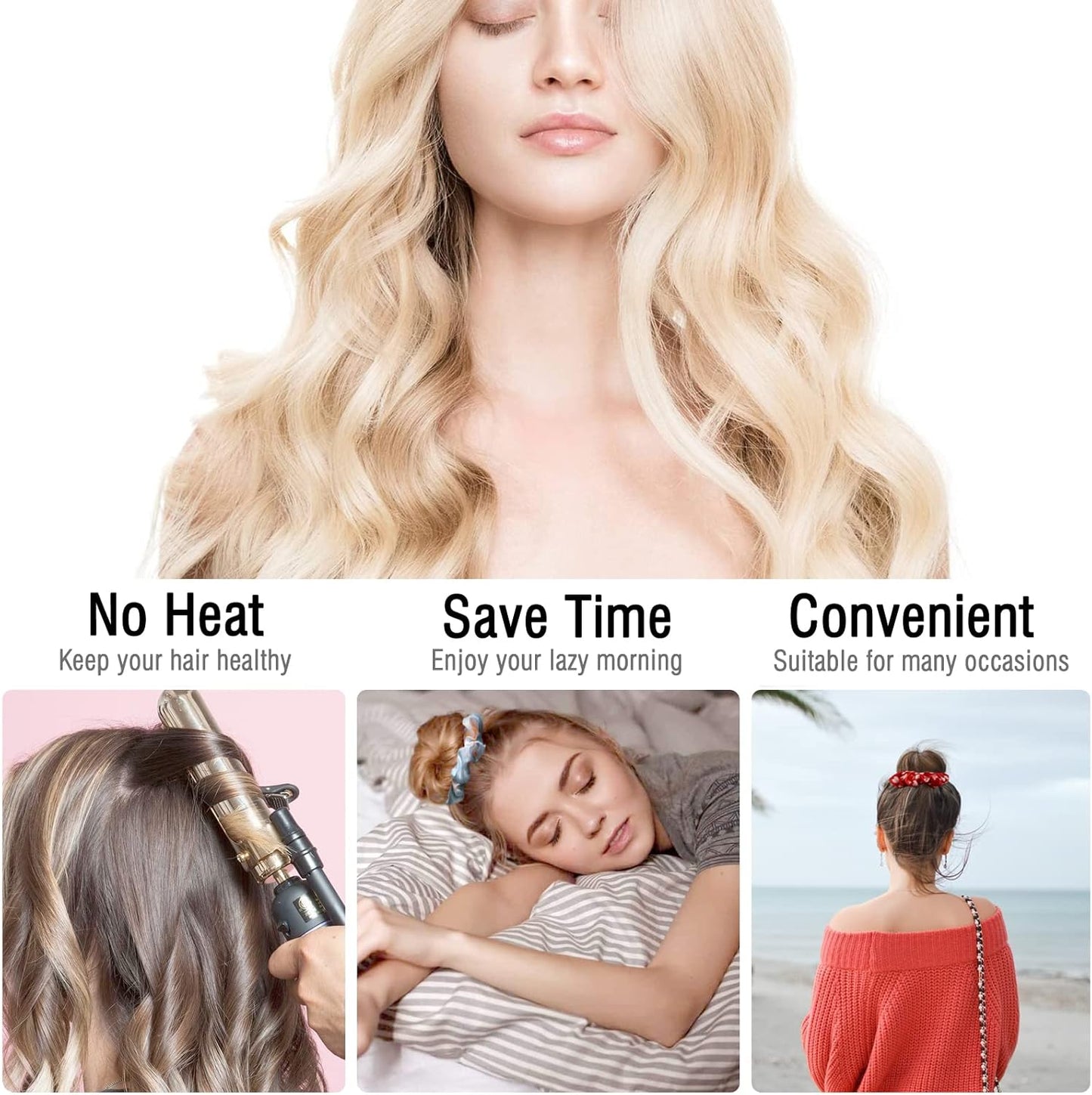 Lanzhire Heatless Hair Curler to Sleep In, No Heat Curls Headband
