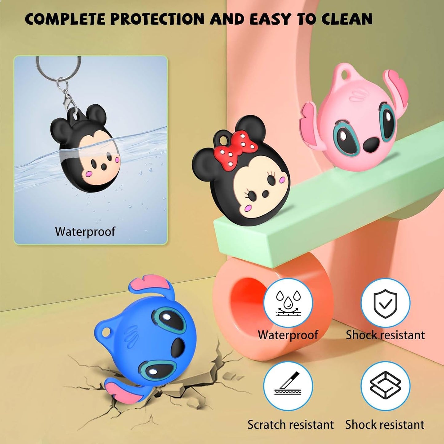 4Pack Waterproof Kids Air Tag Necklace Adjustable Hidden Holder