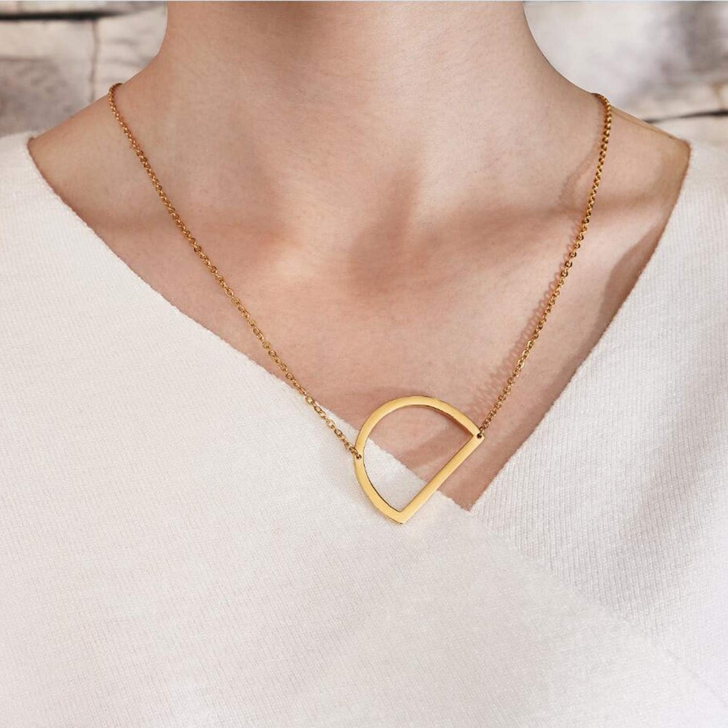 Sideways Initial Necklace 18K Gold Plated Stainless Steel Large L