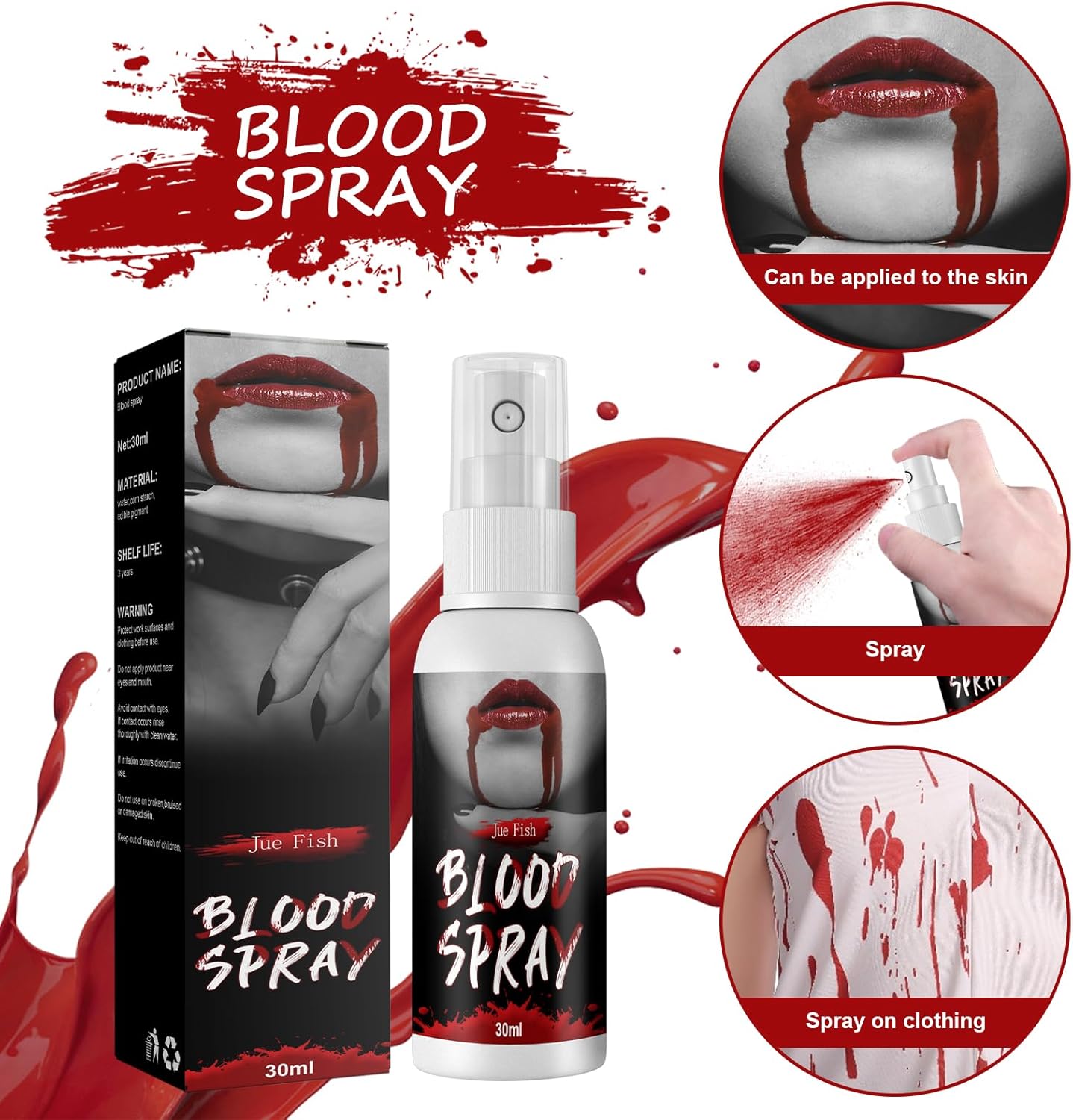 Washable Fake Blood Spray/Fake Blood for Clothes Face/Prankster for Creatin