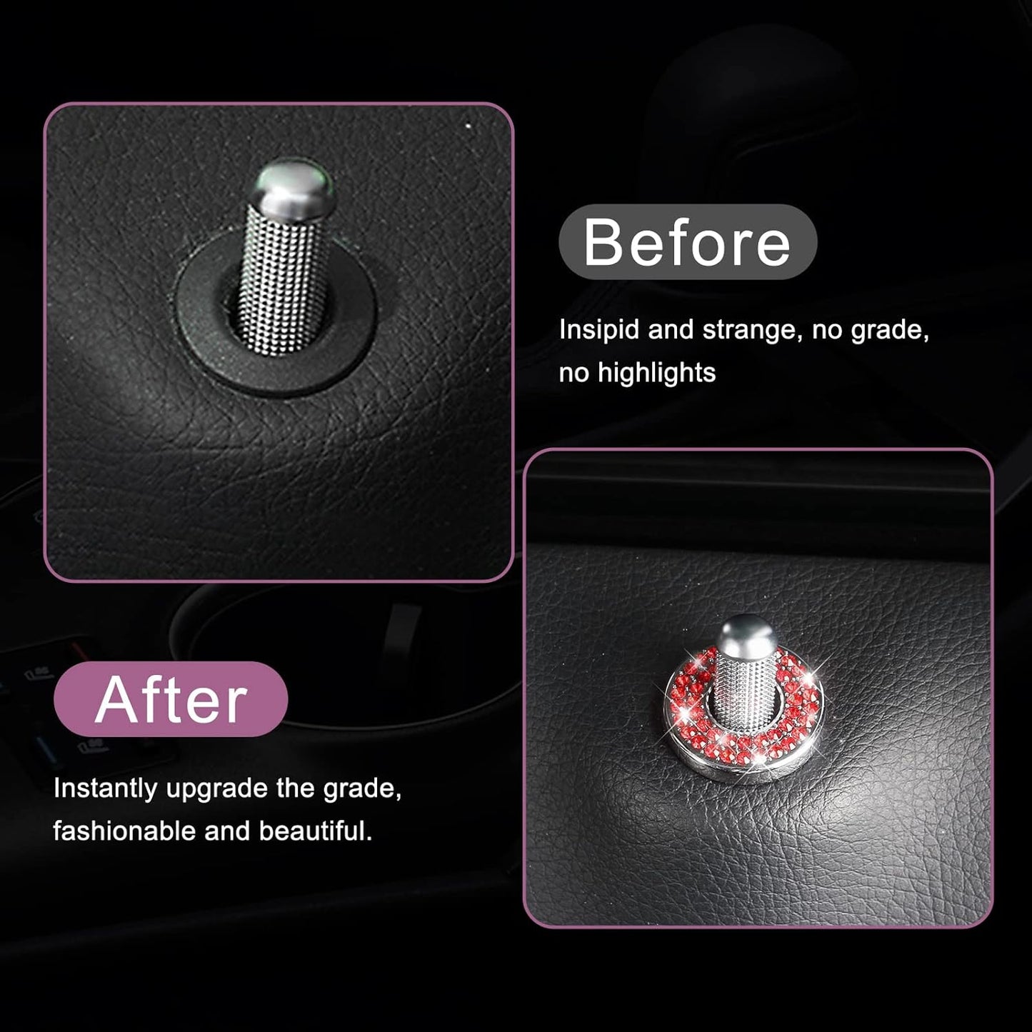 Sodcay 4 Pack Bling Car Inner Door Lock Covers, Rhinestones Pull
