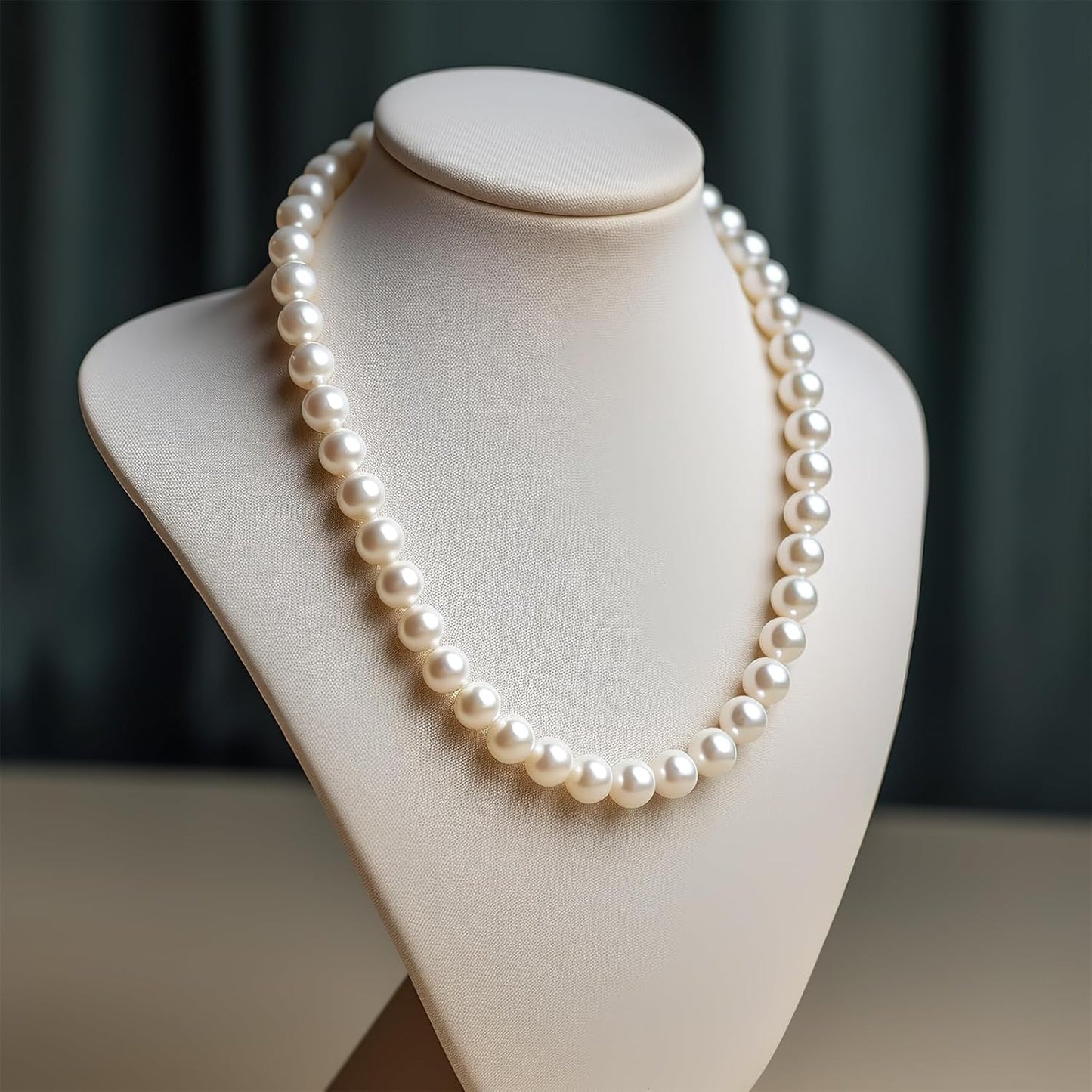 AOOVOO Pearl Necklace Set for Women Girls, 8mm Round Shell Pearl Includes S