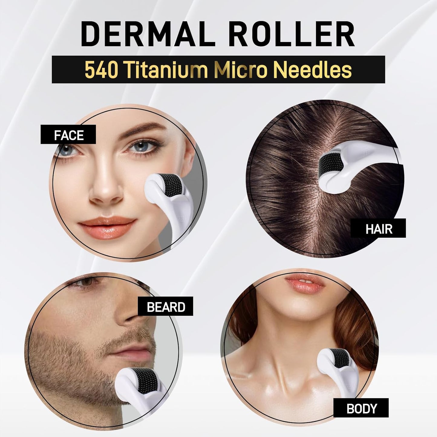 Dermal Roller SR for Face Hair Beard - 1MM 540 Titanium Beard Microneedle R