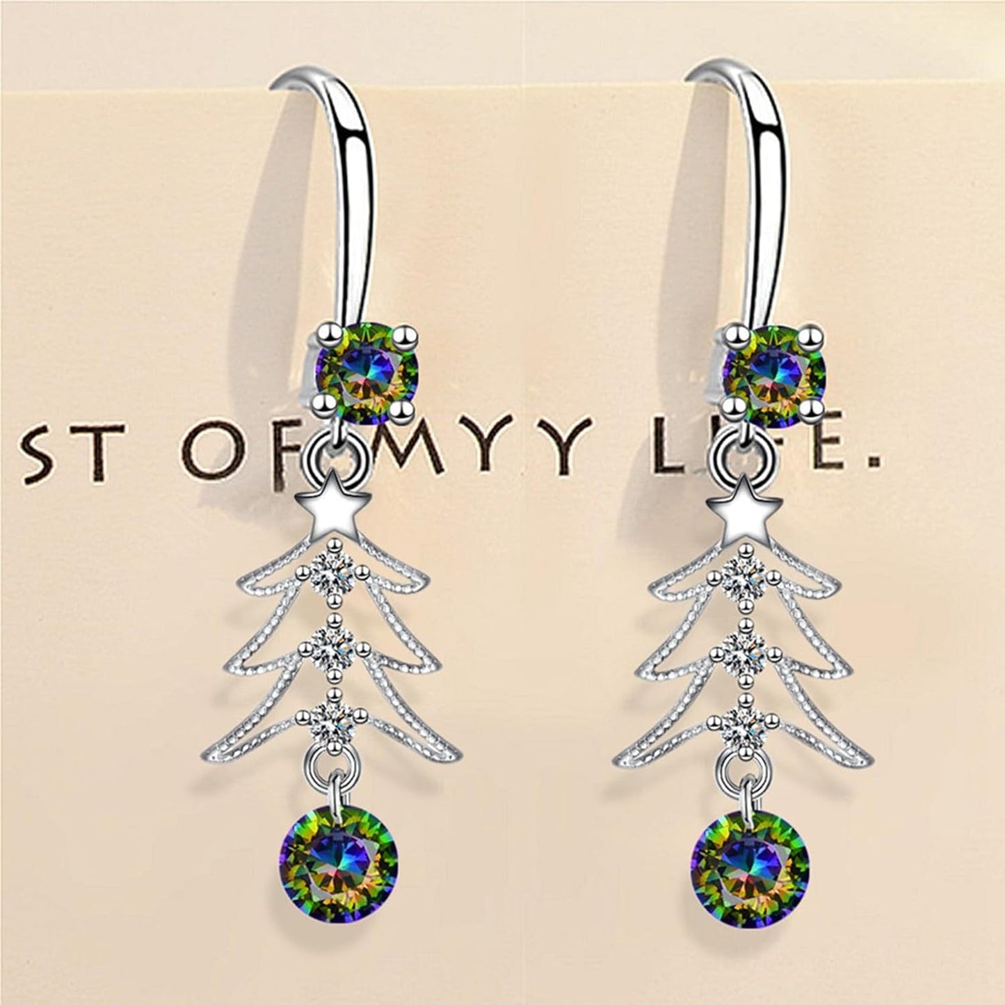 CVAYU Christmas Tree Dangle Drop Earrings for Girls Women Cute Colorful Cub