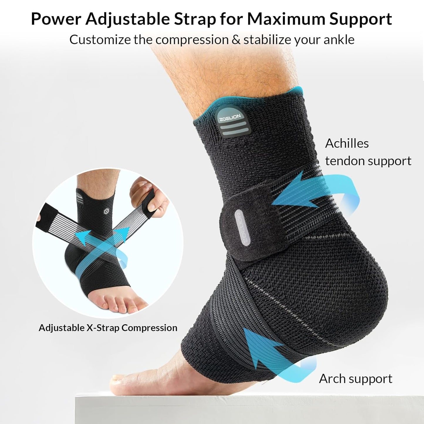 ZOELION Ankle Brace Compression Support with Removable Fishnet St