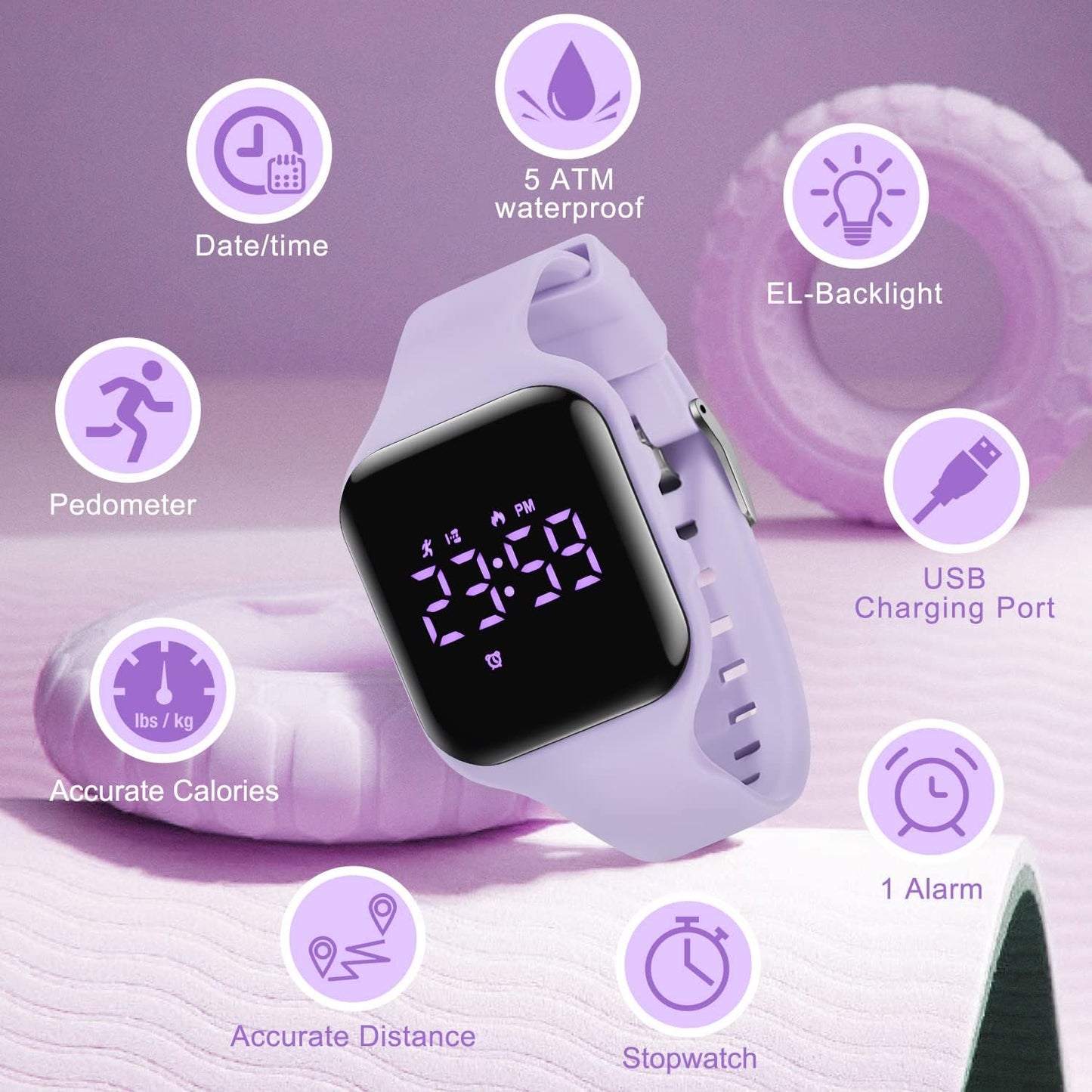 Kids Watch, No App Fitness Tracker Watch for Kids Teenager Digital Watch with Steps Counter/Distance/Calories/Alarm/Stopwatch Fitness Watch for Kids Girls Boys Gift for Teens