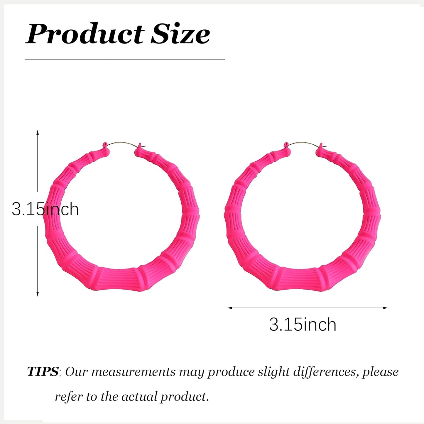 Gold Bamboo Earrings Pink Bamboo Hoop Earrings for Women 80s 90s
