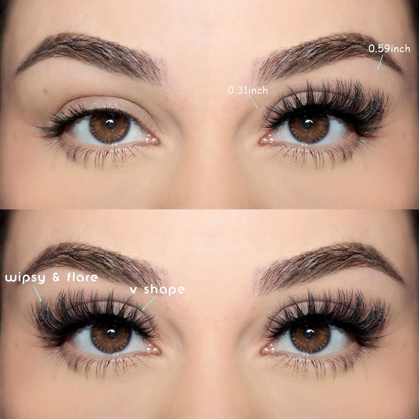 APCYUST Mink Lashes Clear Band Natural Eyelashes Cat Eye Wispies