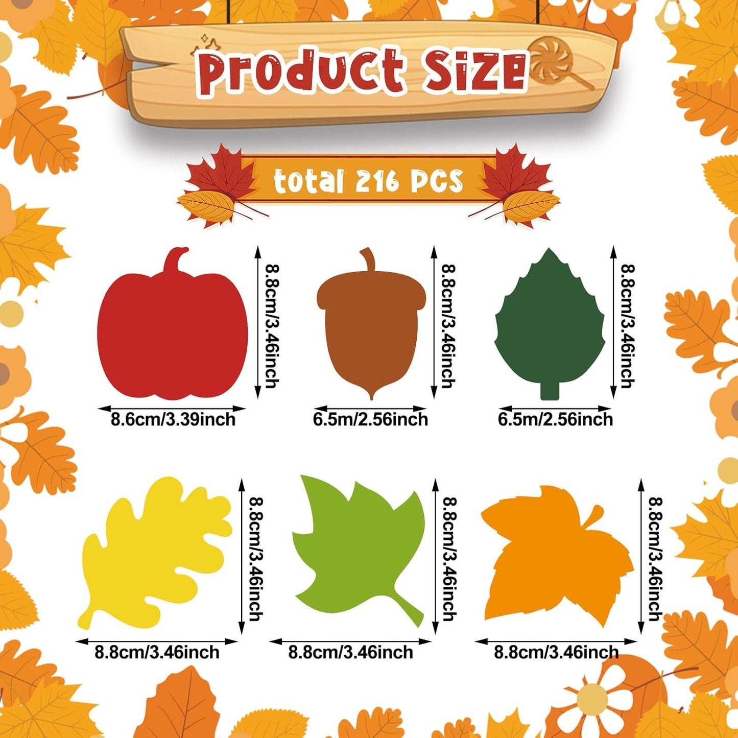 216 Pcs Pumpkin Leaves Acorns Colorful Cutouts Fall Classroom Decor Thanksgiving Fall Bulletin Board Decorations Assorted Colors Leaf Cutouts Pumpkin Cutouts for Kids School Fall Bulletin Board Wall