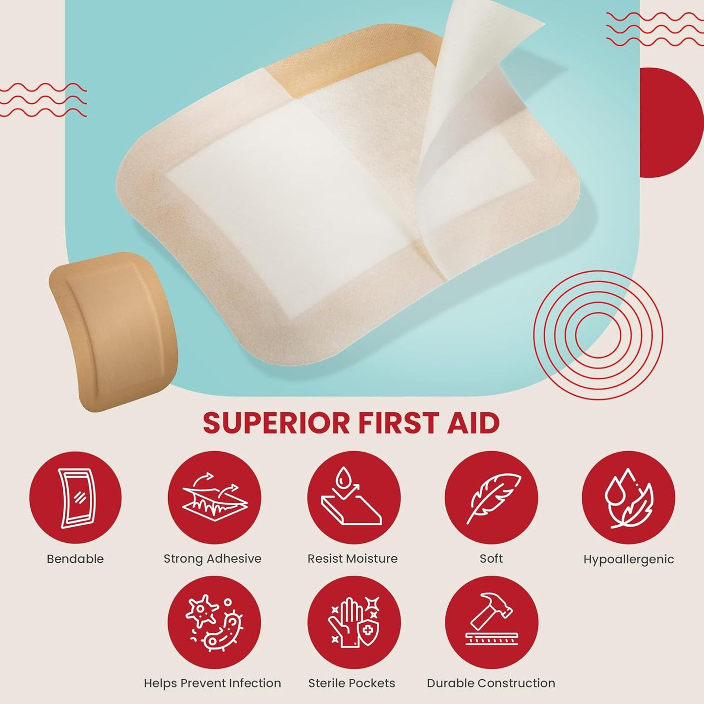 RIGO PRO Extra Large Sheer Bandages 50 Count | Hypoallergenic | 3 x 4 Inch