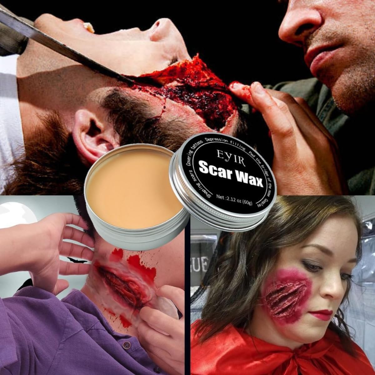 4Pcs SFX Special Effects Makeup Kit, Scar Wax Fake Scar Modeling