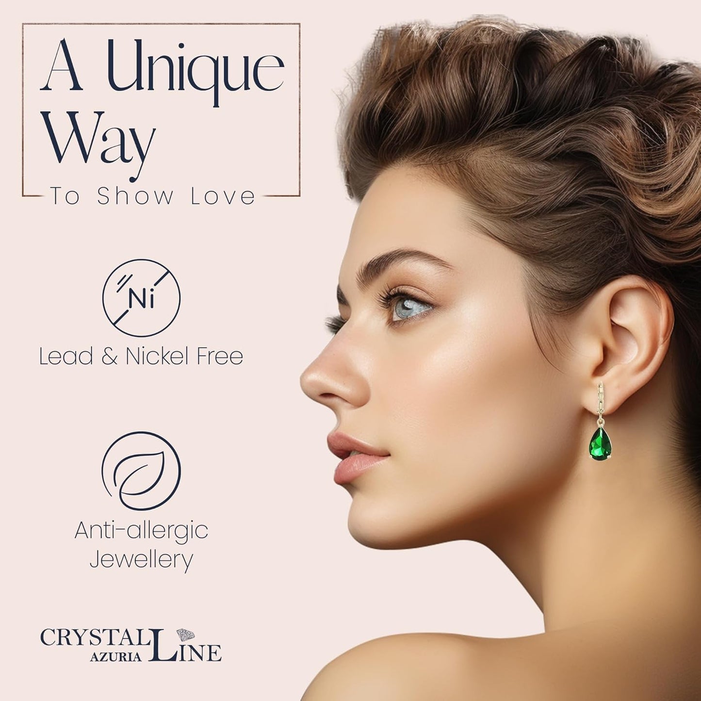 Crystalline Azuria Dange Women Teardrop Earrings with Box 18K Gol