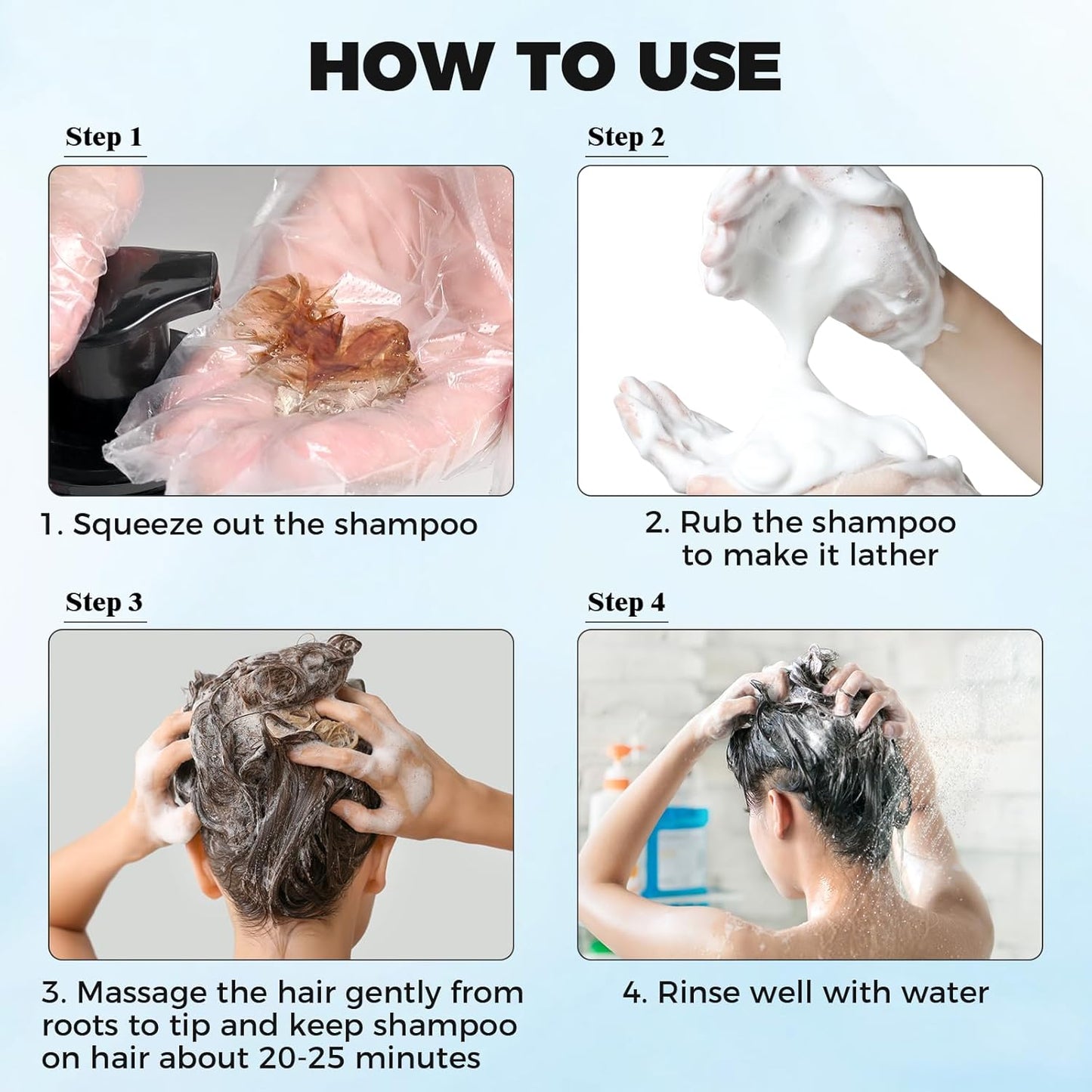 Black Hair Dye Shampoo 3 in 1, Hair Color for Women and Men, Black Hair Dye
