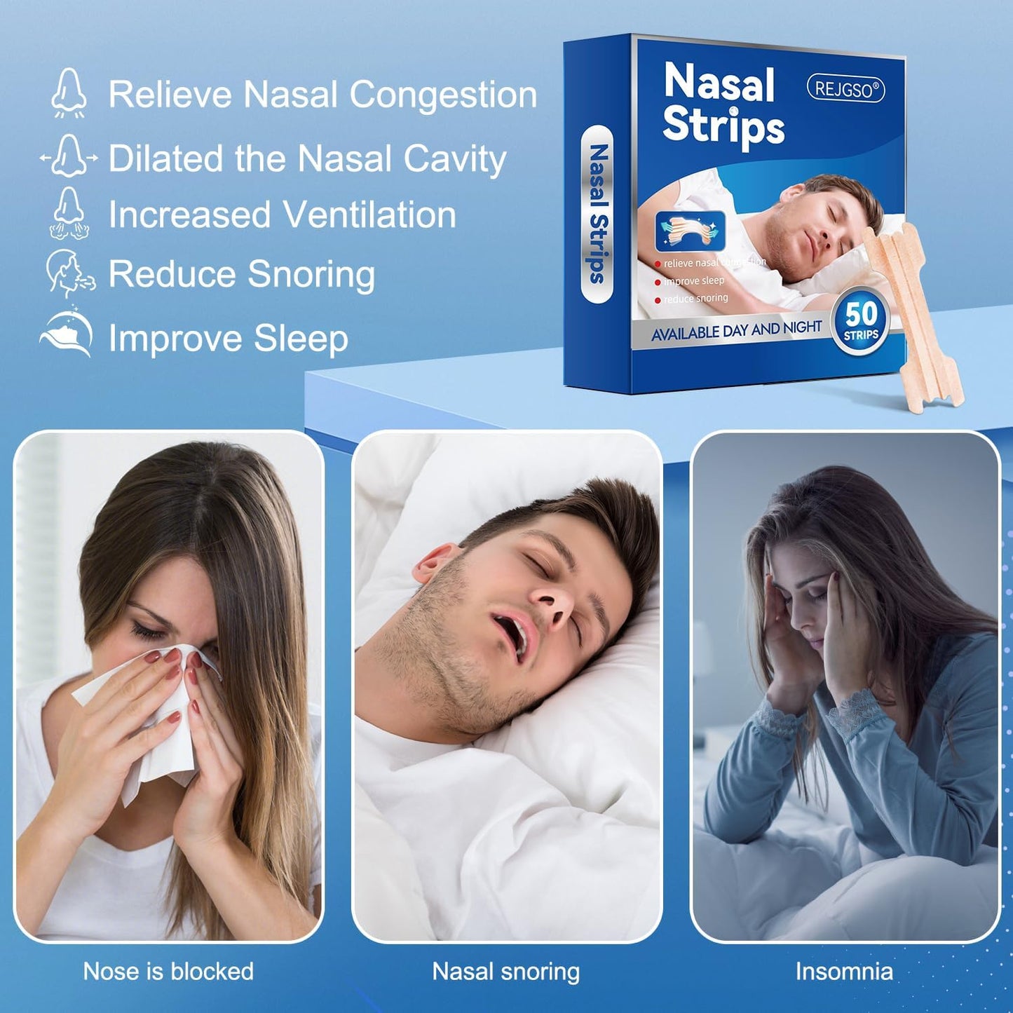Nasal Strips for Snoring,Extra Strength Nose Strips Breathing,Ant