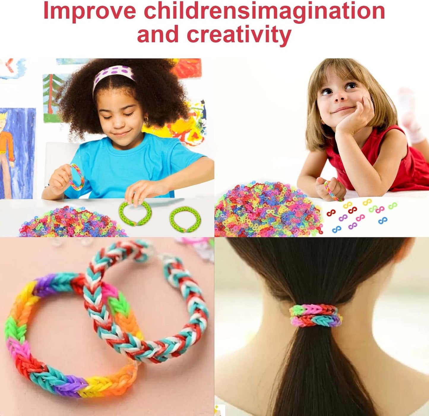 Kioiner 500 Pcs S Clips, Rubber Band Clips, Plastic Loom Bands Connectors R