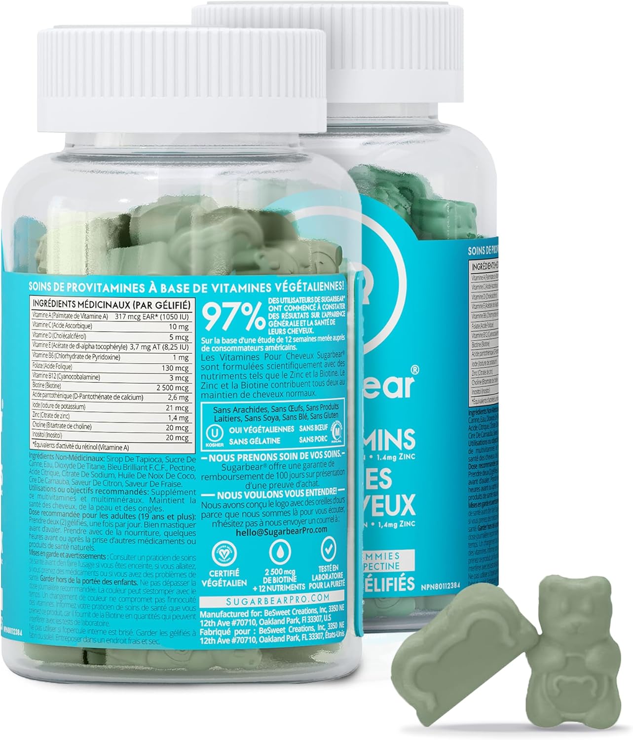 SugarbearPRO Hair Vitamin Longer-Looking Hair Gummy for Women & Men, Extra