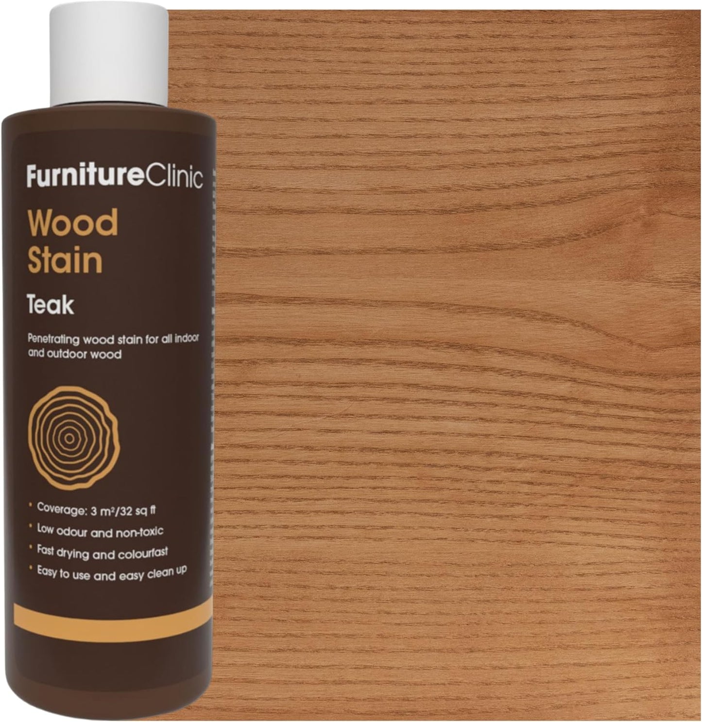 Furniture Clinic Wood Stain | Teak | Water Based | Fast Drying, Low Odor, &