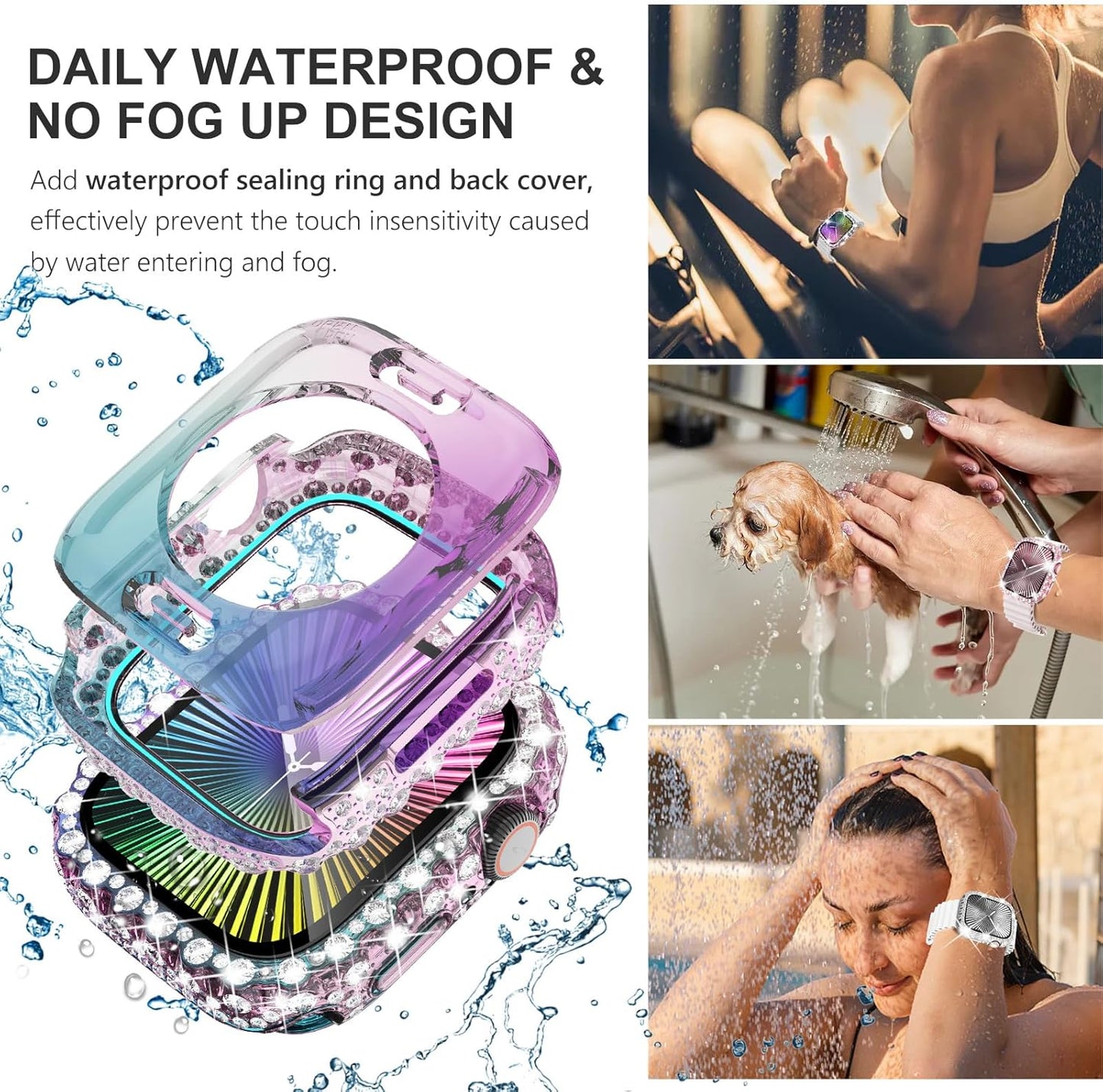 Wingle 2 in 1 Waterproof Case for Apple Watch 41mm 45mm Screen Pr