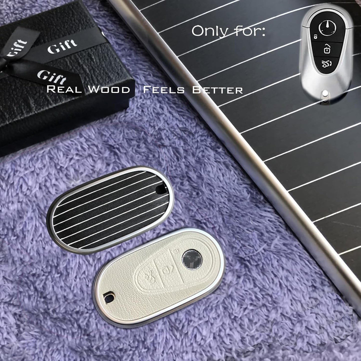 Compatible with Mercedes Benz Key case Key fob Cover Real Wood Ve
