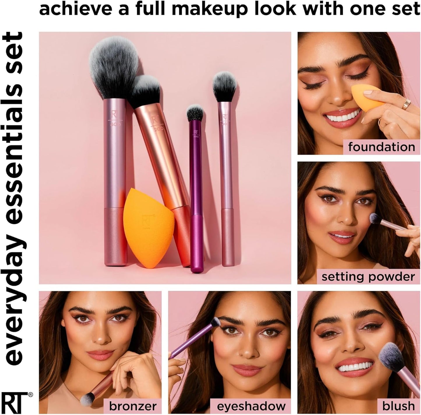 Real Techniques Makeup Brush Set with 2 Sponge Blenders for Eyeshadow, Foun