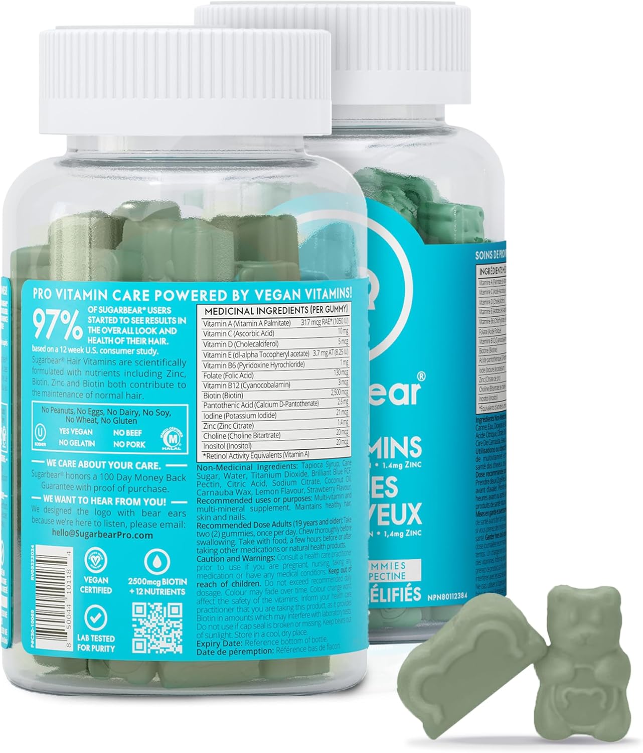 SugarbearPRO Hair Vitamin Longer-Looking Hair Gummy for Women & Men, Extra