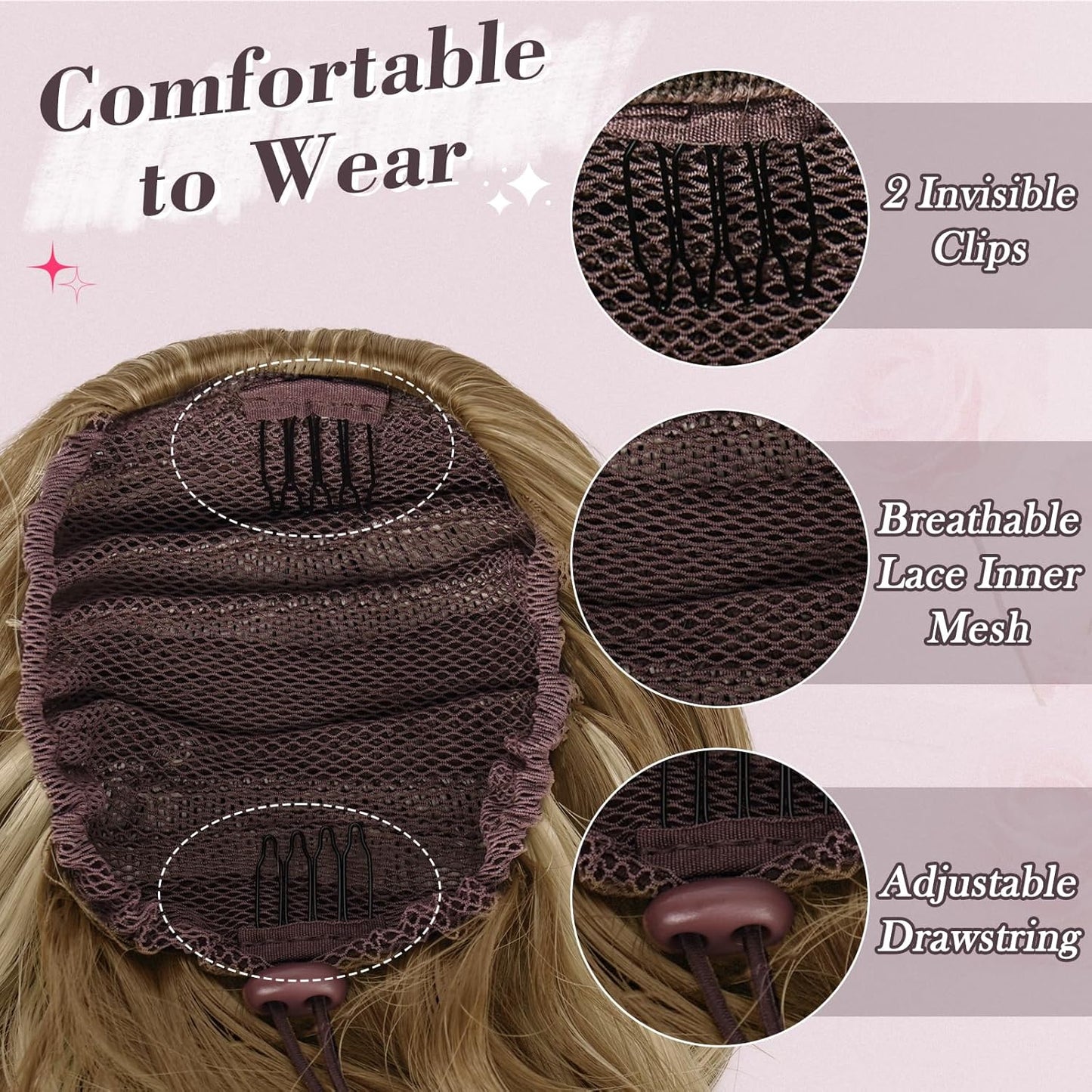 BARSDAR Straight Hair Bun Extensions - Drawstring Hair Bun Extens