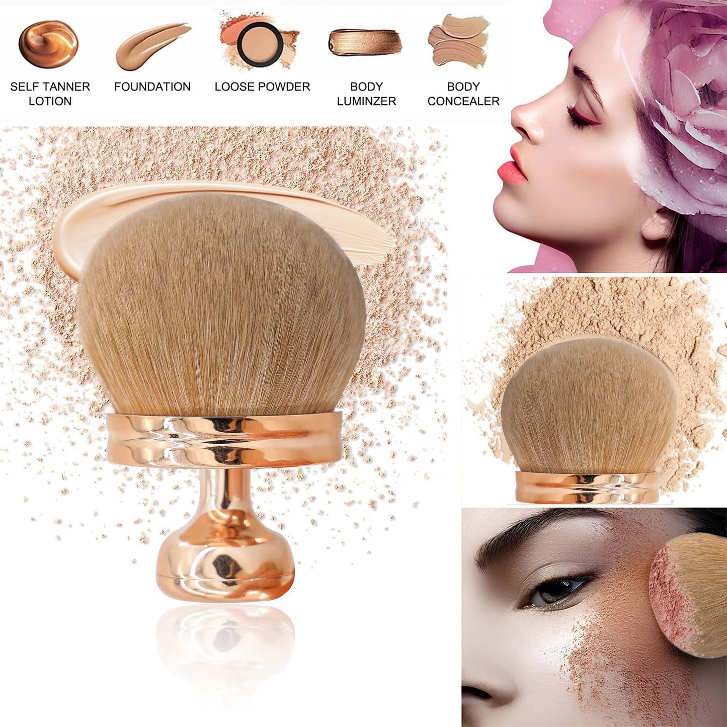 Large Self Tanning Brush, Kabuki Brush for Body And Face,Body Makeup Brush
