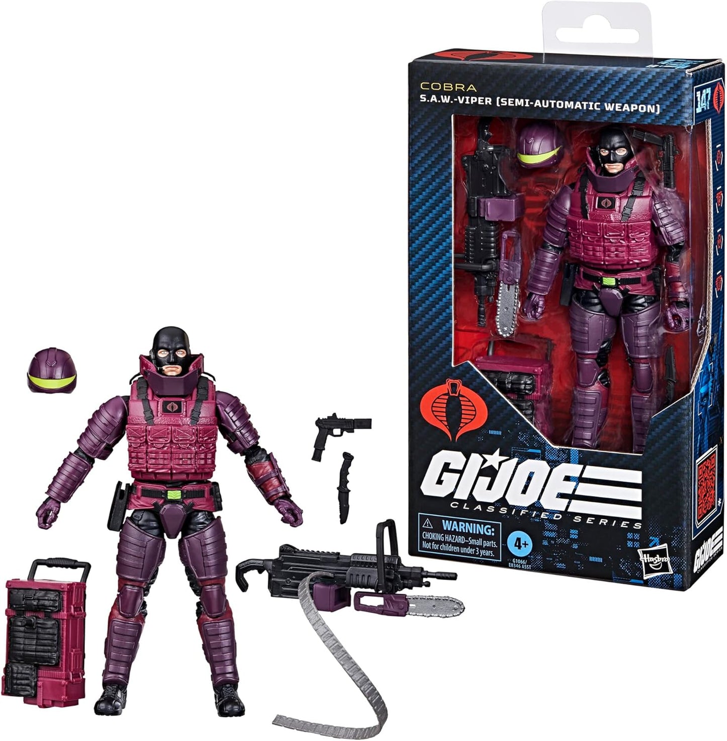 G.I. Joe G1066 Classified Series #147, S.A.W.-Viper (Semi-Automatic Weapon), Collectible 6 Inch Action Figure with 9 Accessories