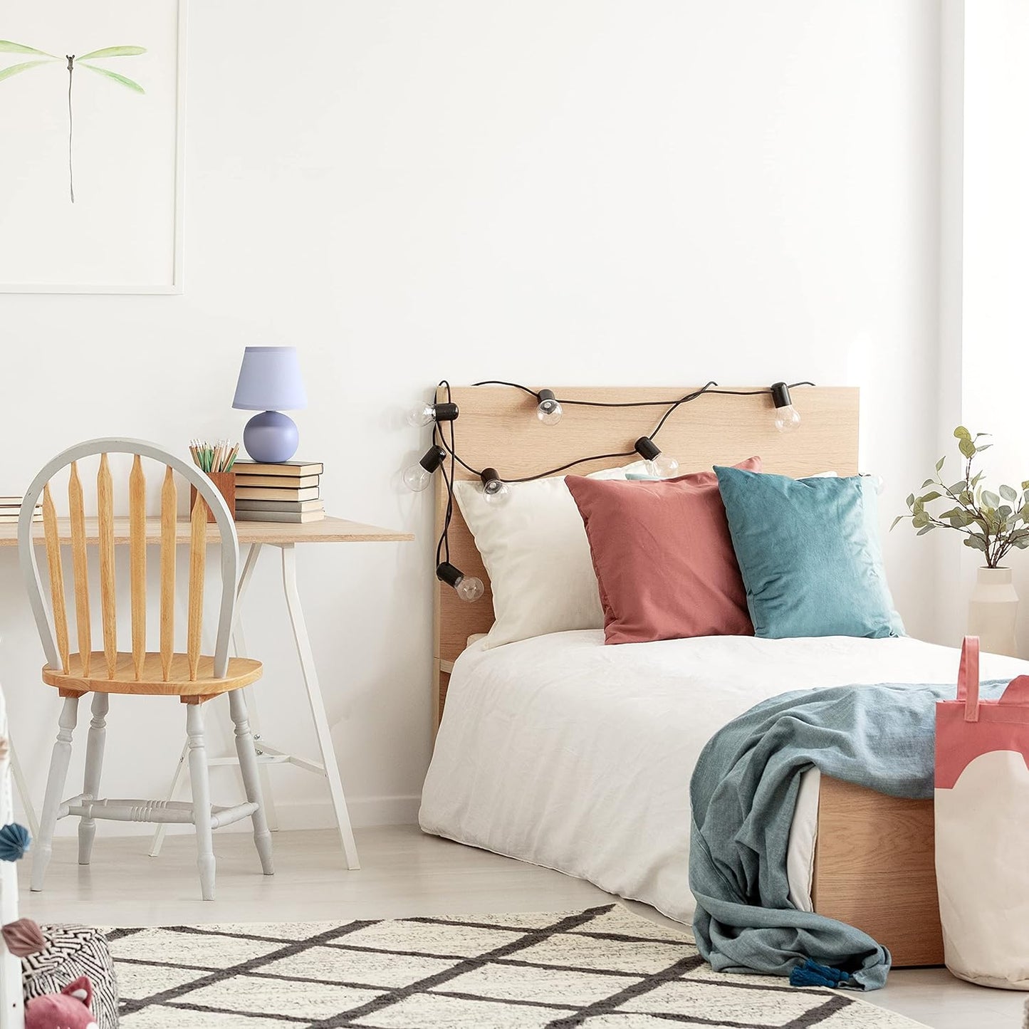 Simple Designs LT2008-PRP-2PK Mini Ceramic Globe Table Lamp 2 Pack Set, Purple