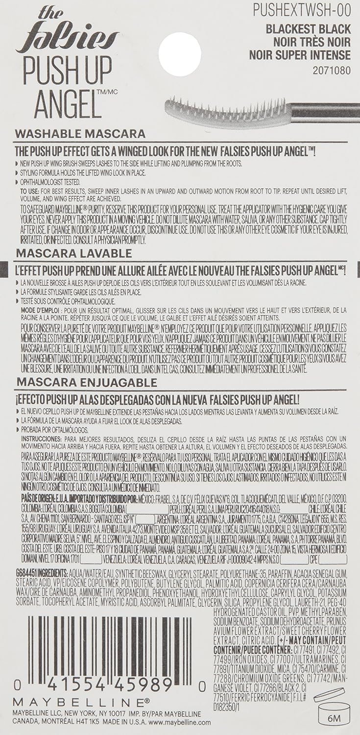Maybelline New York The Falsies Push Up Angel Washable Mascara, 0
