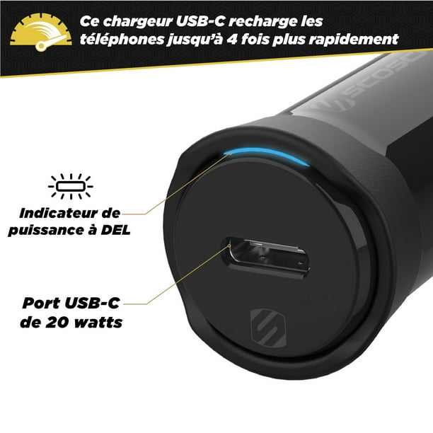 Scosche CPDC20-SP PowerVolt 20-Watt Certified USB Type-C Fast Car Charger